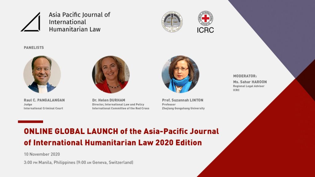 Online Global Launch of the Asia-Pacific Journal of International Humanitarian Law 2020 Edition