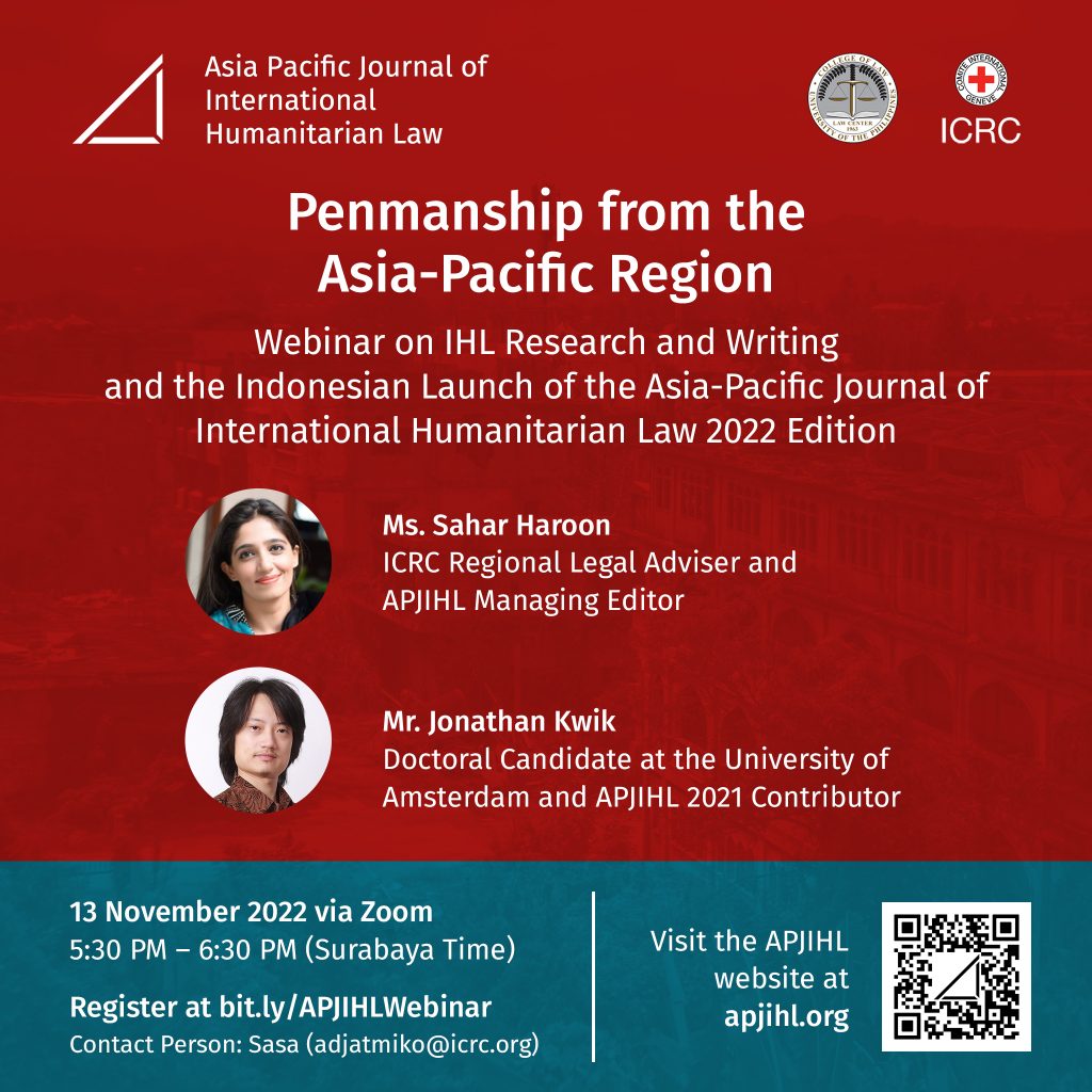 Webinar on IHL Research and Writing and the Indonesian Launch of the 2022 Edition of the APJIHL
